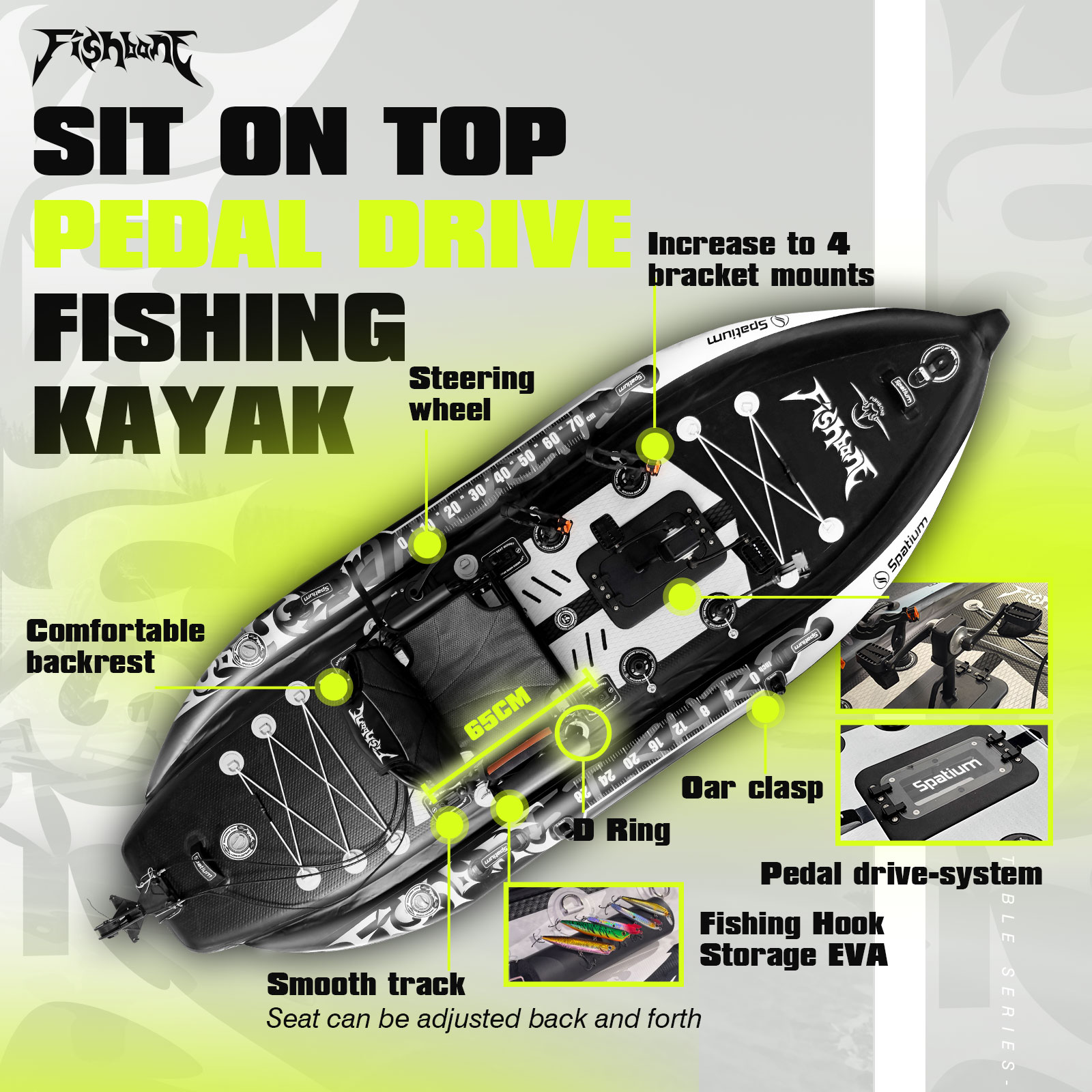 Spatium Fishing Kayak Boat Ped - Fishing Kayak Sit On Top recension och pris
