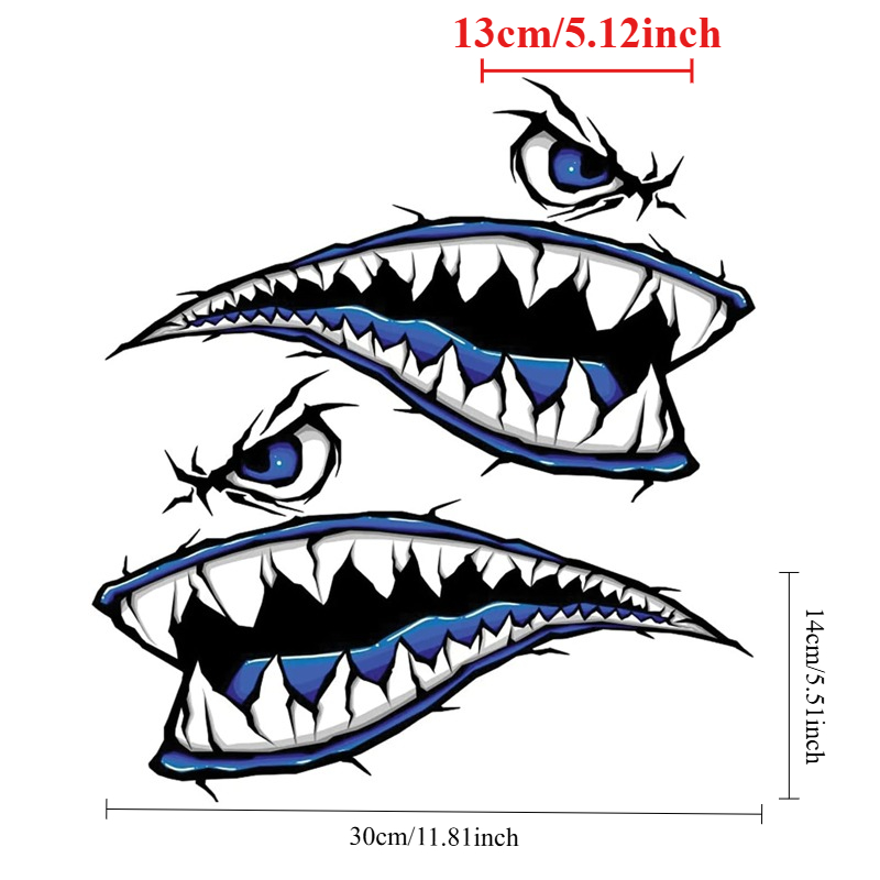 2PCS Shark Teeth Mouth Boat St - Fishing Kayak Sit On Top recension och pris